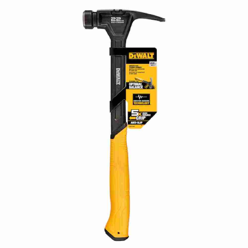 DeWalt DWHT51006 22oz One-Piece Smooth Face Steel Framing Hammer showing with packaging attached