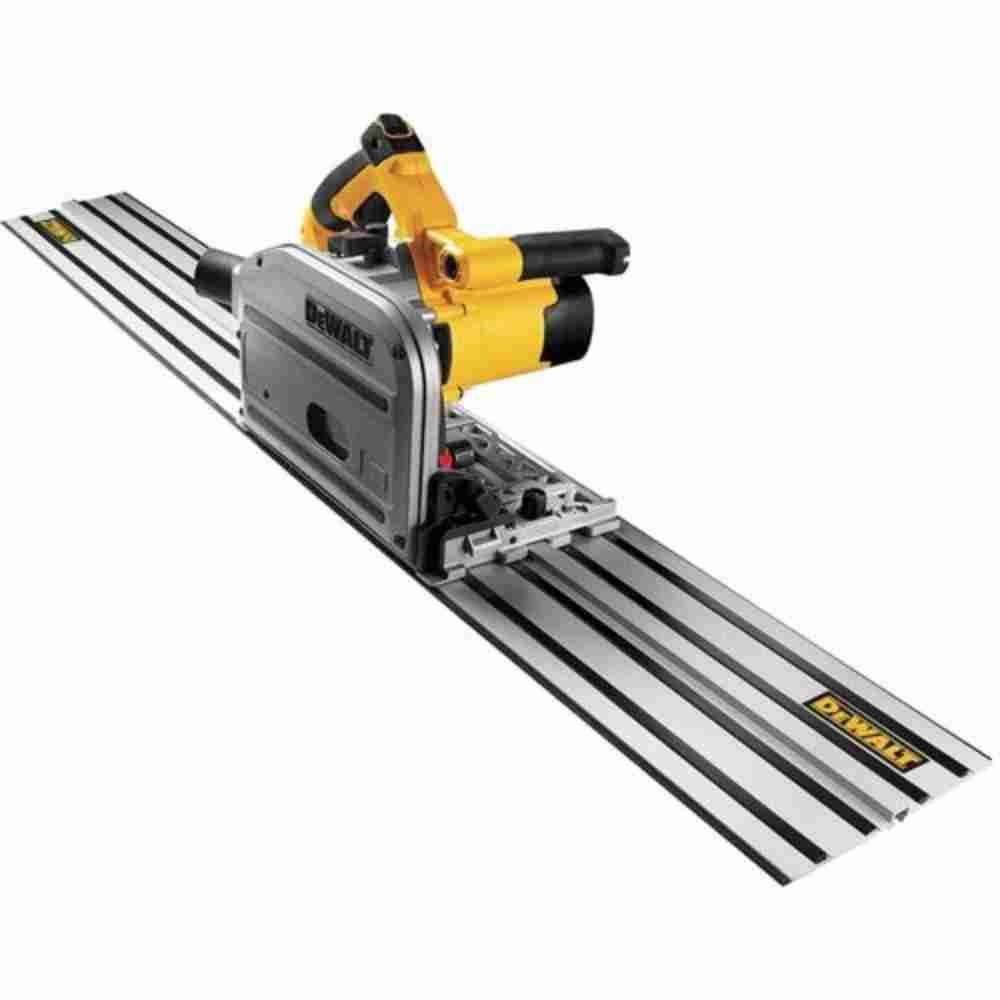 DeWalt DWS5022 59 inch TrackSaw Track showing with saw resting on track