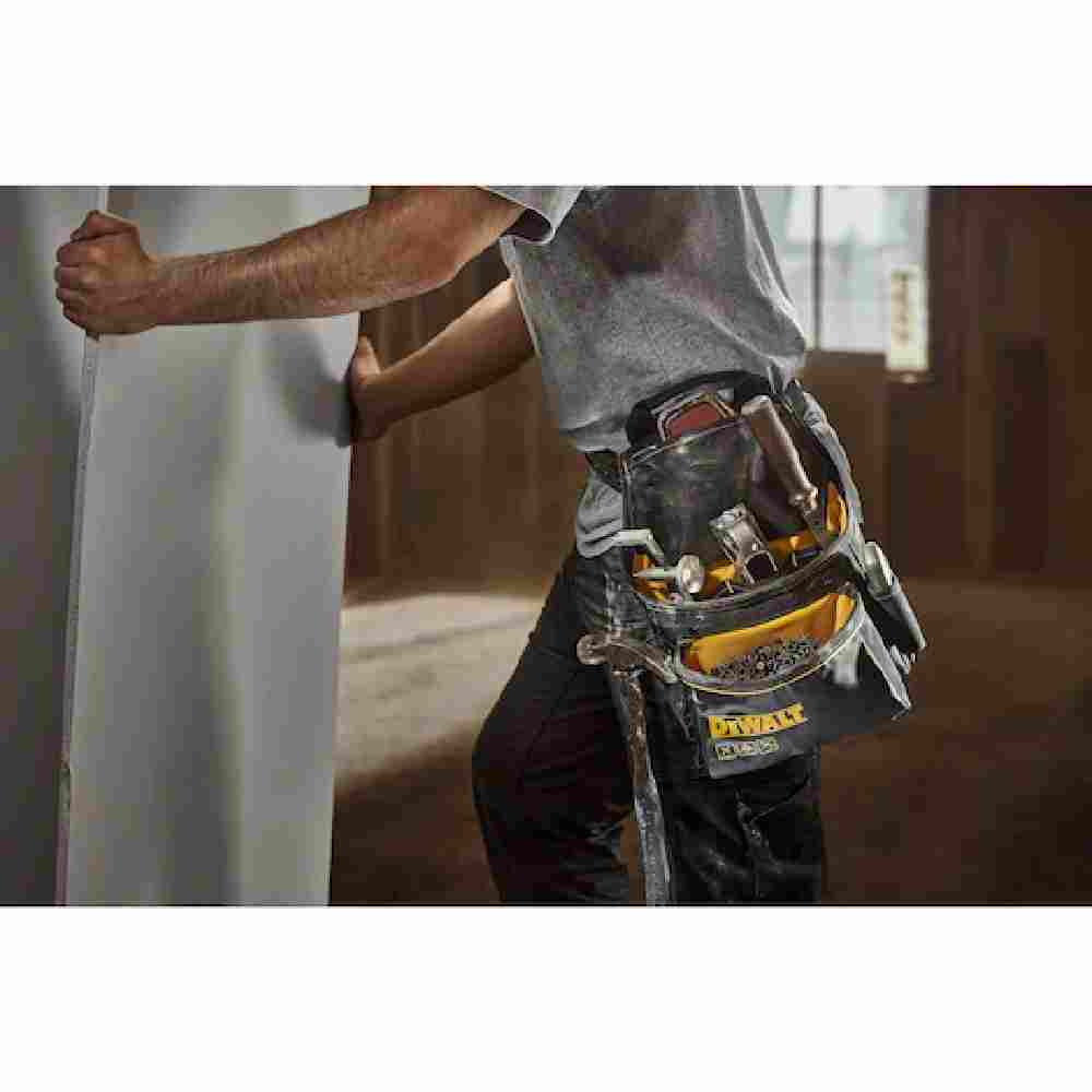 DeWalt DWST540101 Professional Backpack on Wheels showing with tools loaded in pouch mounted to a contractor's belt(Tools sold separately)