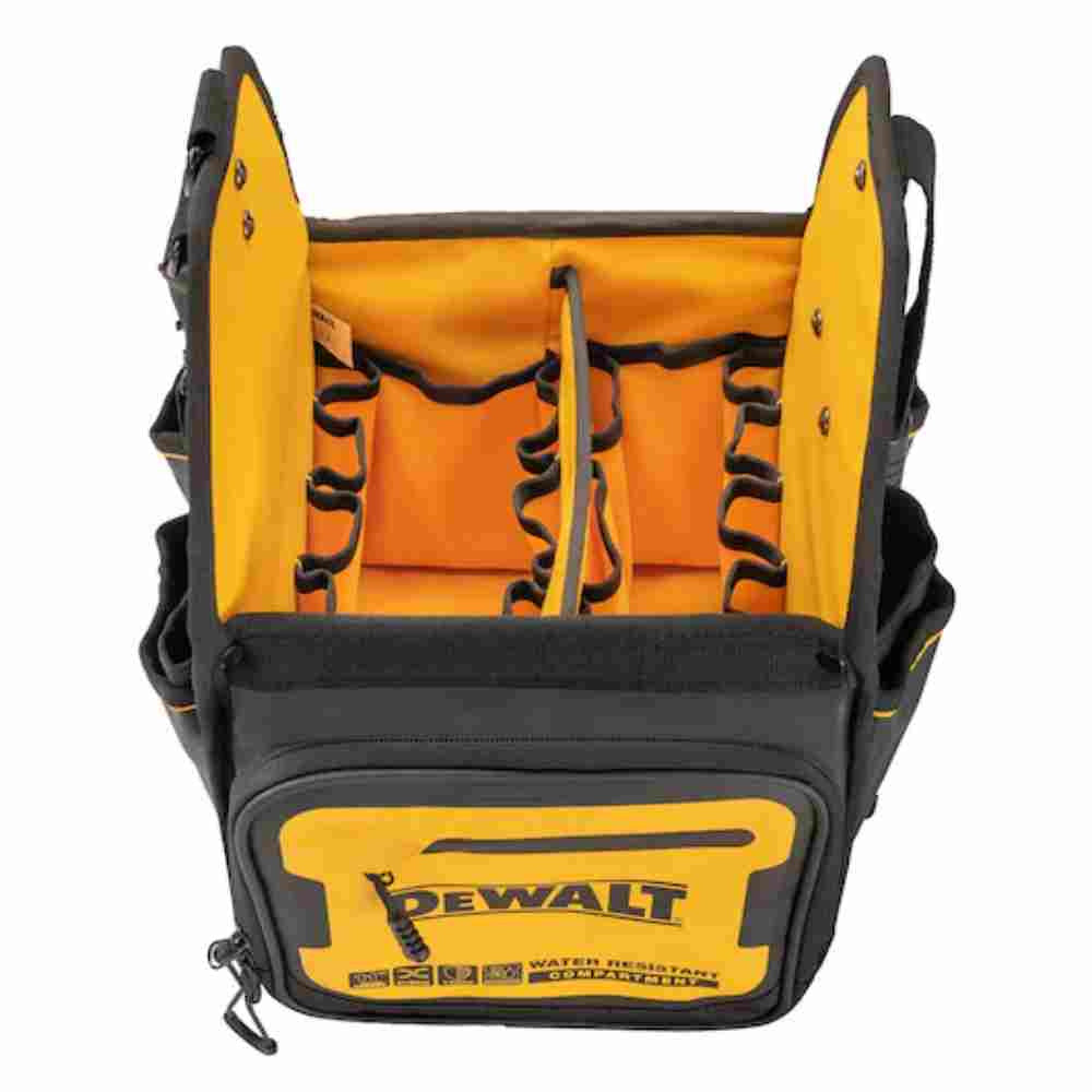 DeWalt DWST560105 11 inch Electrician Tote showing the pockets inside of the bag