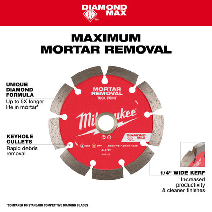 Milwaukee DIAMOND MAX 4-1/2in Tuck Point Diamond Blade