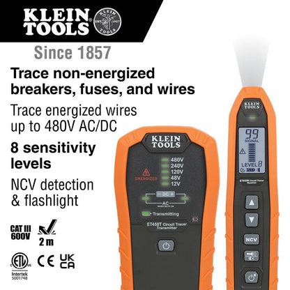 Klein Tools ET450 Advanced Circuit Tracer Kit  showing featured of the kit