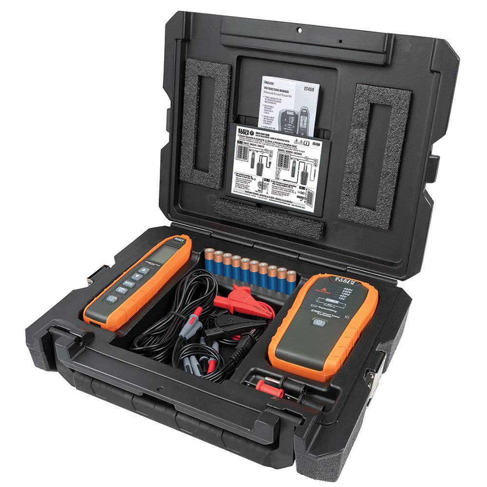 Klein Tools ET450 Advanced Circuit Tracer Kit showing inside of the kit box
