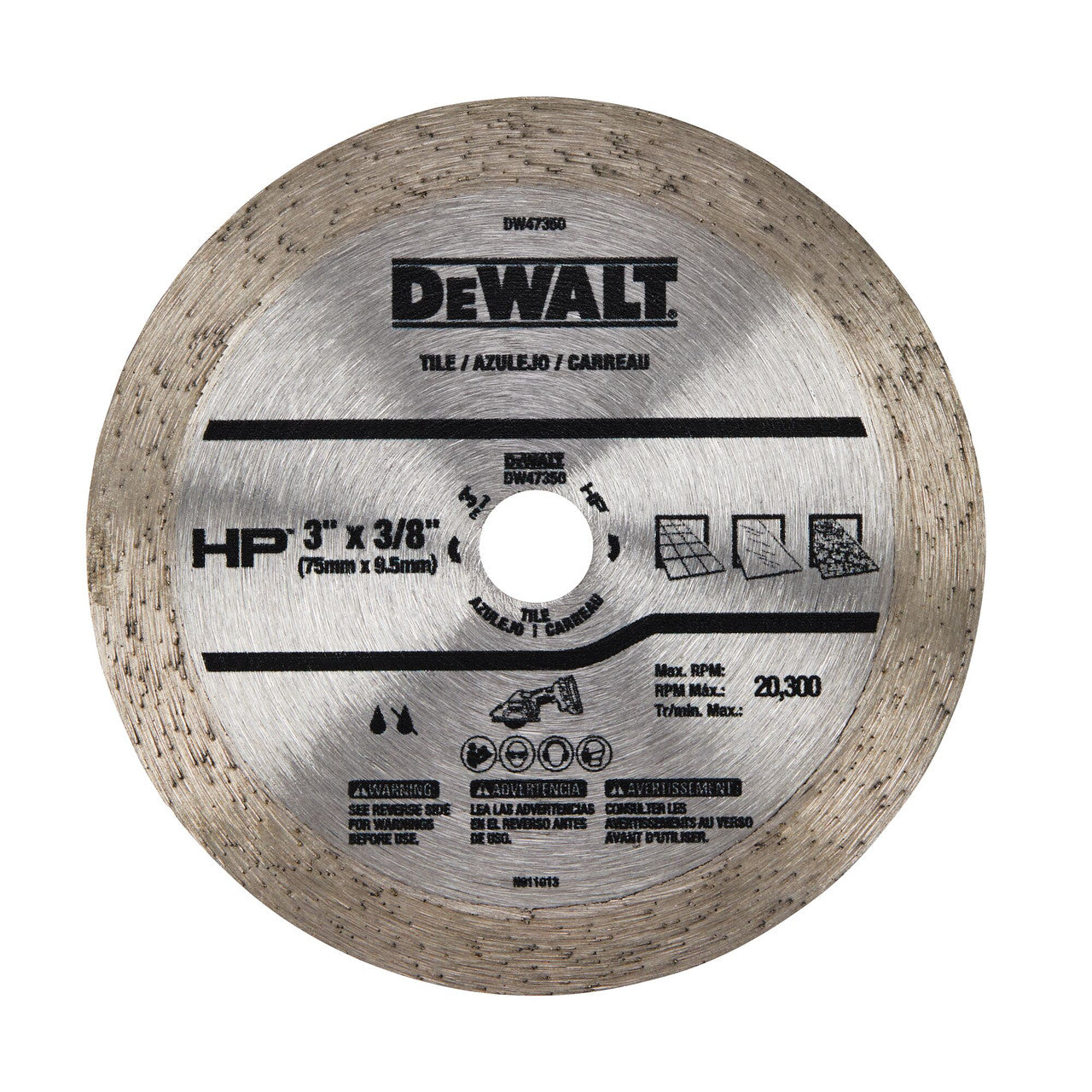 DeWalt DW47350 HP 3 inch Continuous Diamond Rim Tile Blade