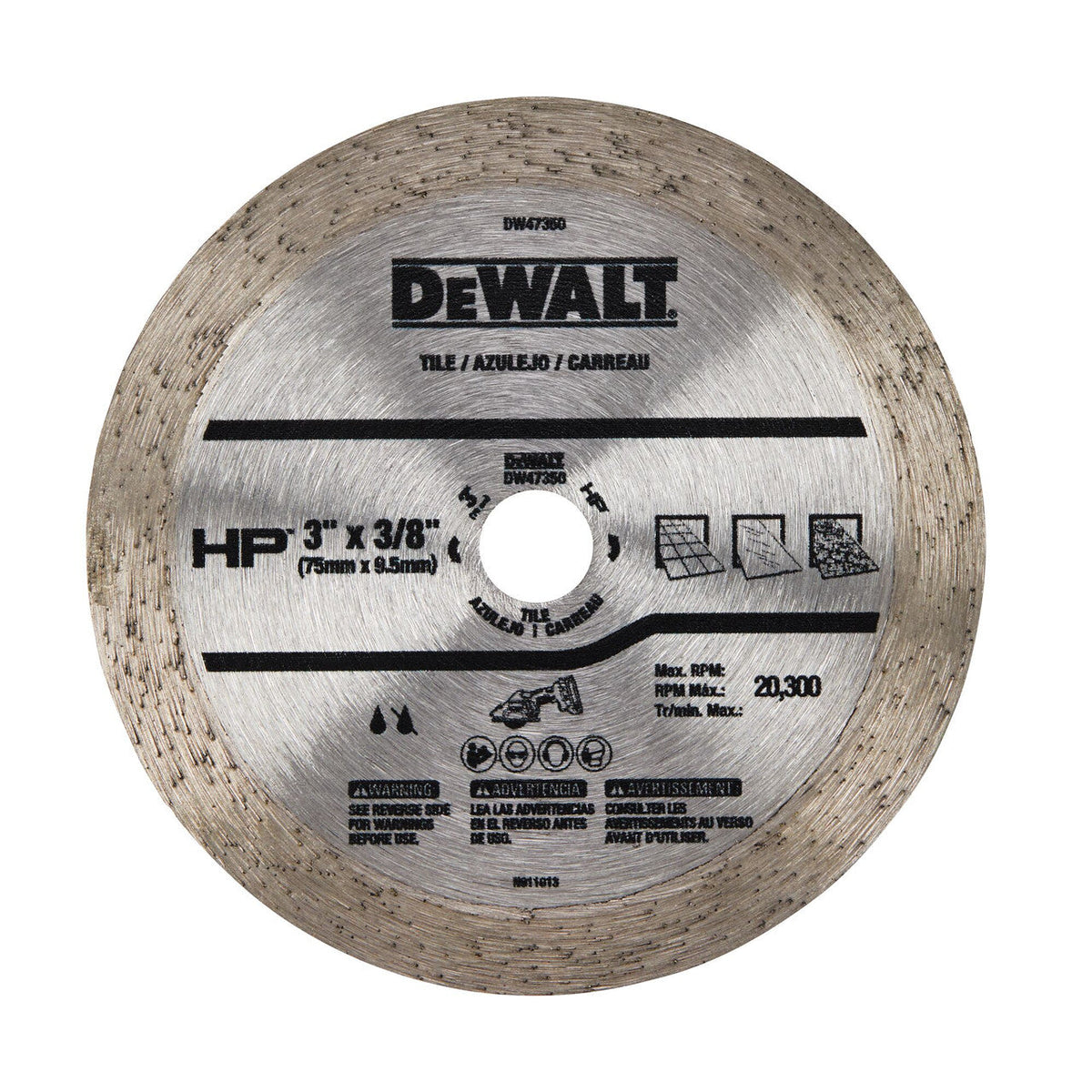 DeWalt DW47350 HP 3 inch Continuous Diamond Rim Tile Blade