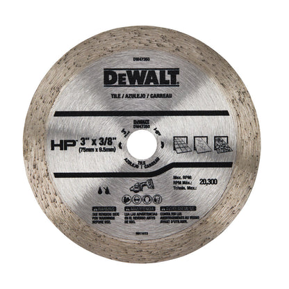 DeWalt DW47350 HP 3 inch Continuous Diamond Rim Tile Blade