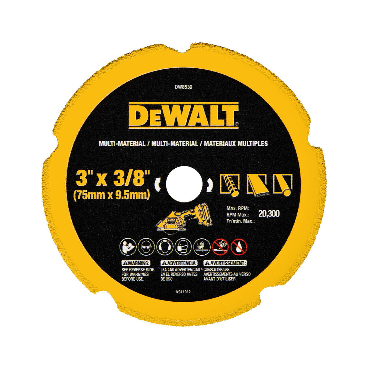 DeWalt DW8530 3 inch x 3/8 inch Multi-Material Diamond Blade