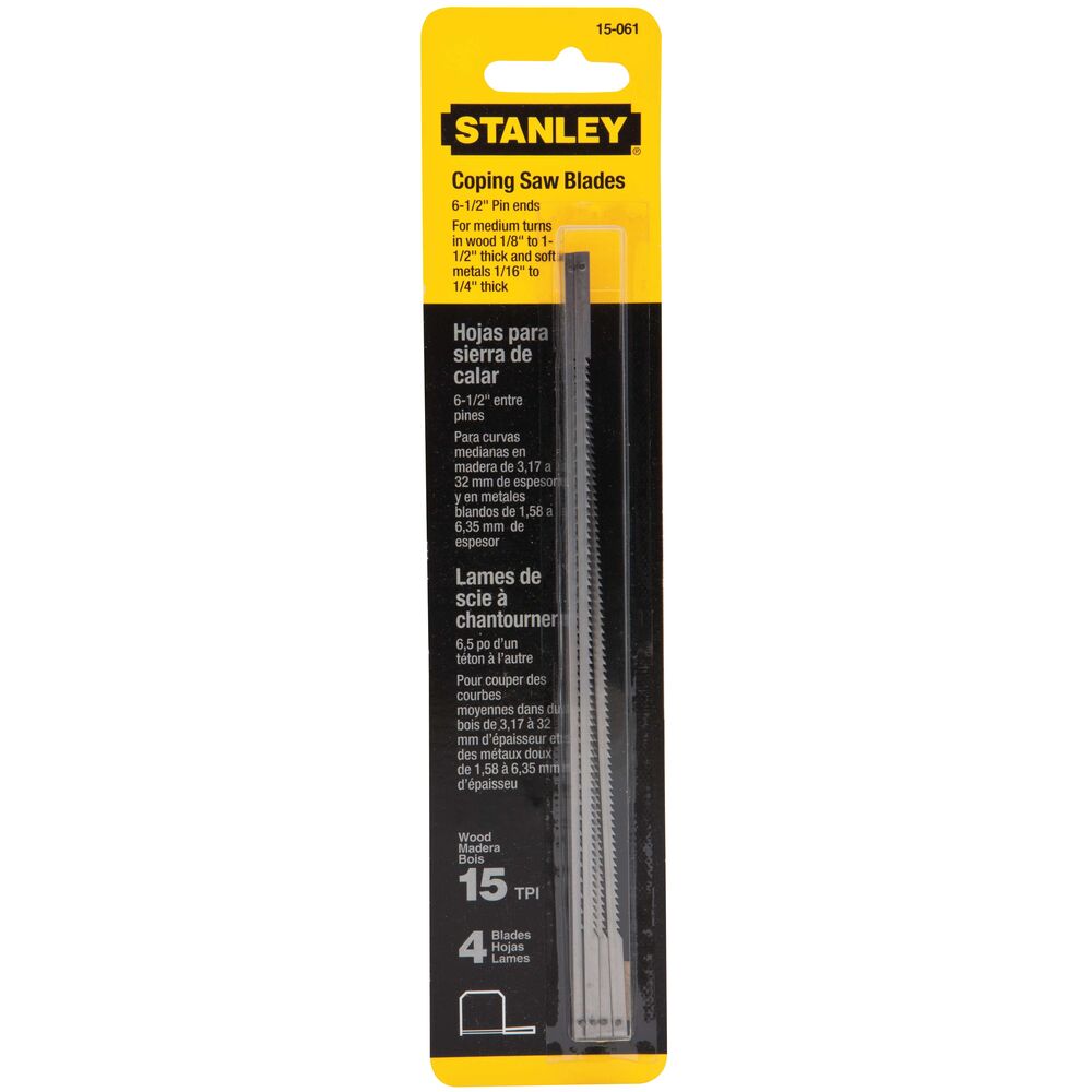 Stanley 6-1/2in x 15 TPI Coping Saw Blades - 4pk