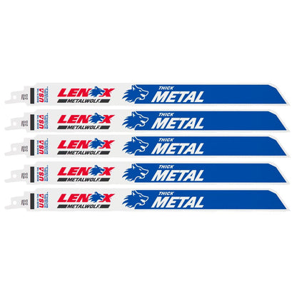 Lenox 2018412114R MetalWolf 12 Inch x 1 Inch x .042 Inch 14 TPI Reciprocating Saw Blade for Thick Metal Cutting - 5pk