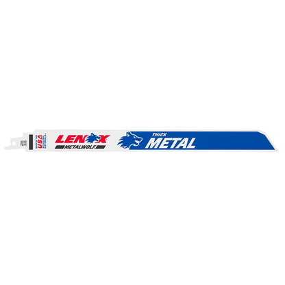 Lenox 2018412114R MetalWolf 12 inch x 1 inch x .042 inch 14 TPI Reciprocating Saw Blade for Thick Metal Cutting - 5pk