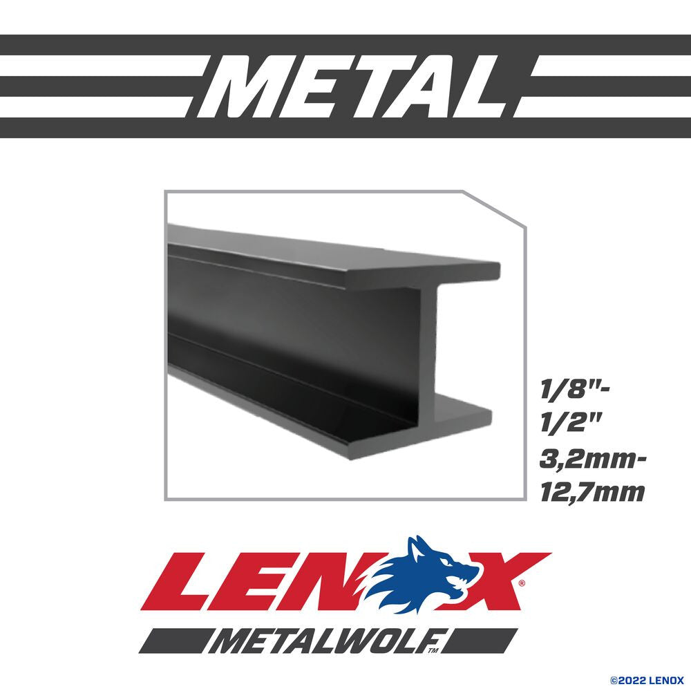 Lenox 2018412114R MetalWolf 12 inch x 1 inch x .042 inch 14 TPI Reciprocating Saw Blade for Thick Metal Cutting - 5pk