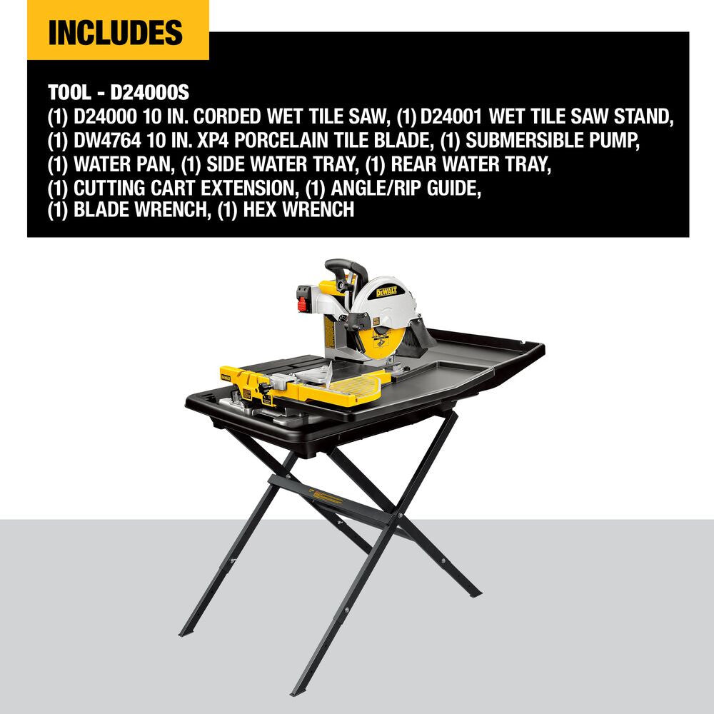 DeWalt D24000S-A 10 Inch Wet Tile Saw with Stand