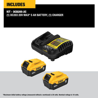 DeWalt DCB205-2C 20V MAX XR Premium 5.0 Ah Li-Ion Battery Starter Kit