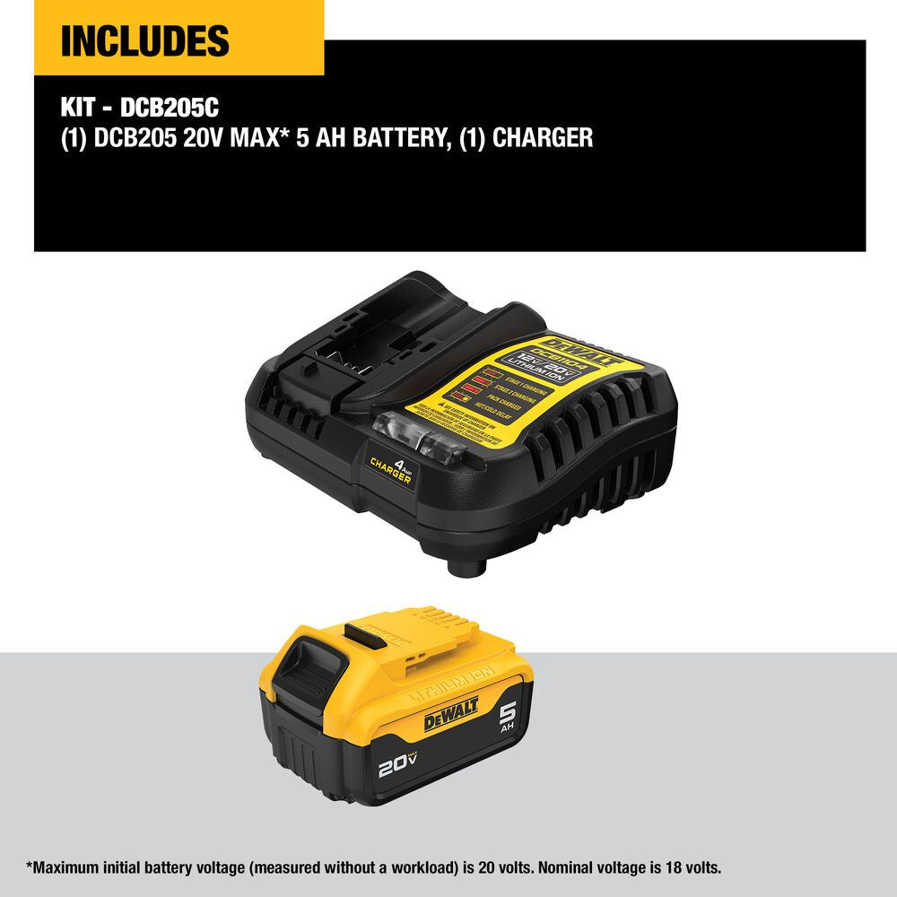 DeWalt DCB205C 20V MAX XR Premium 5.0 Ah Li-Ion Battery Starter Kit