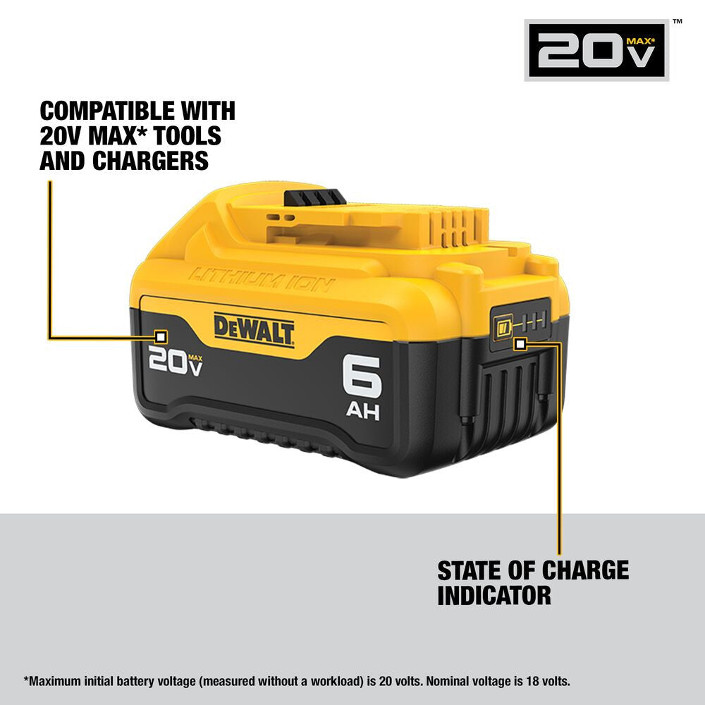 DeWalt DCB206-2 20V MAX Premium XR 6.0 Ah Li-Ion Batteries - 2pk