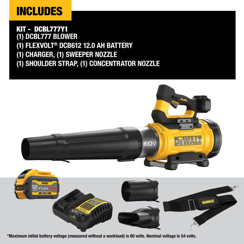 DeWalt DCBL777Y1 60V MAX Cordless Brushless Handheld Blower Kit