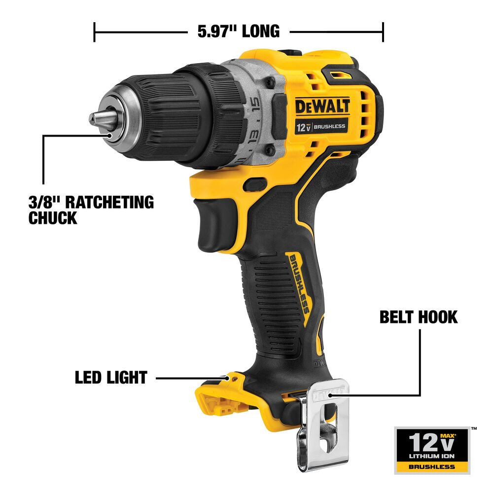 DeWalt DCD701B 12V Brushless 3/8 inch Drill Driver (Tool Only)