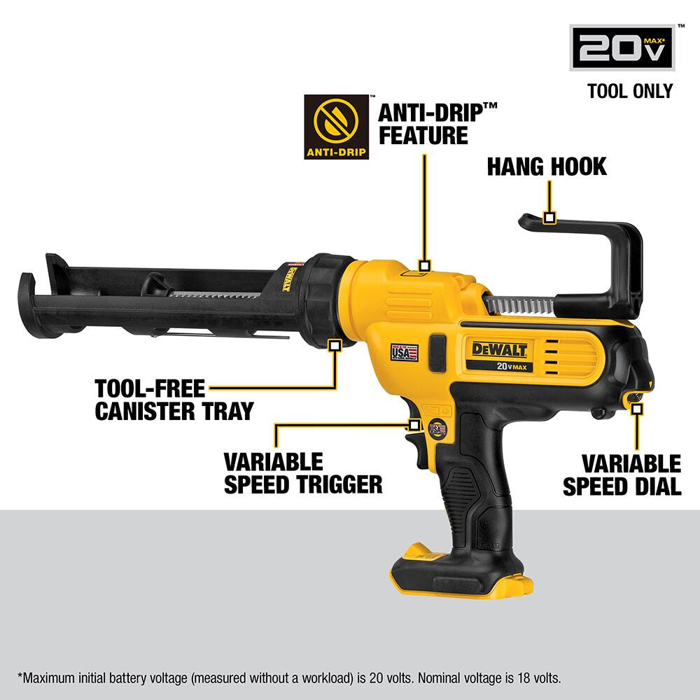 DeWalt DCE560B 20V 10oz / 300ml Adhesive Gun (Tool Only)