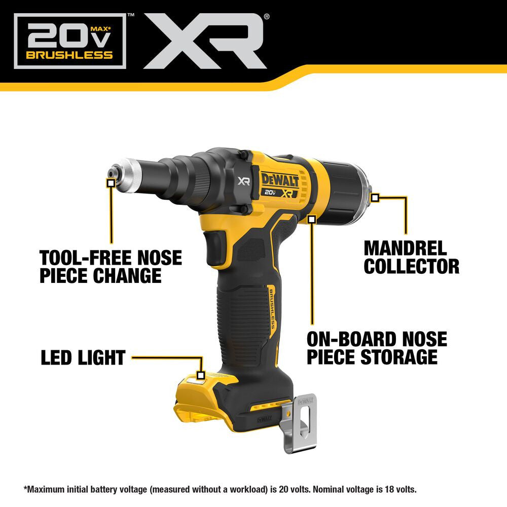 DeWalt DCF403B 20V MAX XR Cordless Brushless 3/16 inch Rivet Tool (Tool Only)