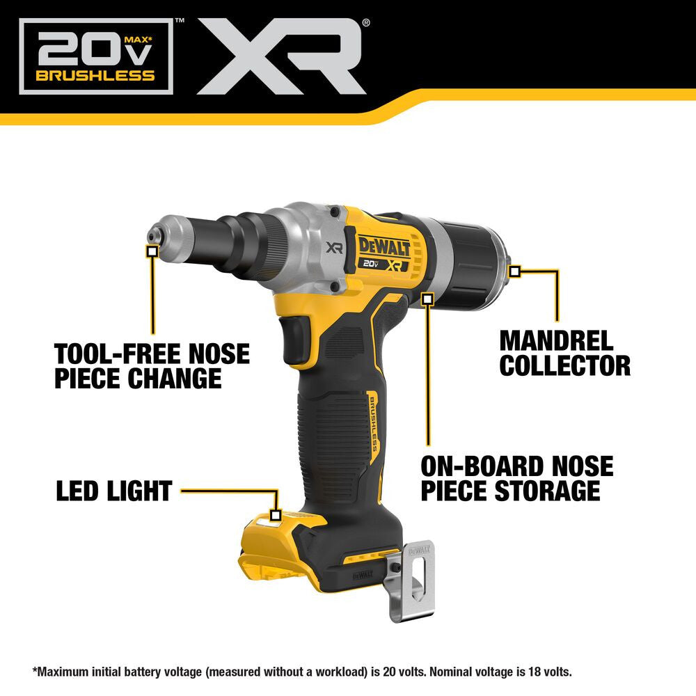 DeWalt DCF414B 20V MAX XR Cordless Brushless 1/4 inch Rivet Tool (Tool Only)