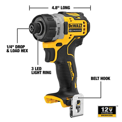DeWalt DCF601B 12V Brushless 1/4 inch Screwdriver (Tool only)