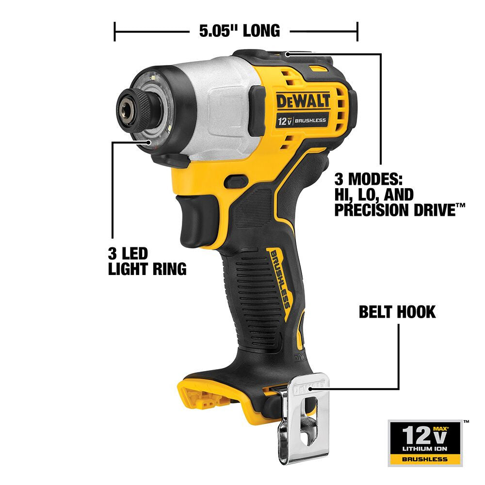 DeWalt DCF801B XTREME 12V Brushless 1/4 inch Impact Driver (Tool only)