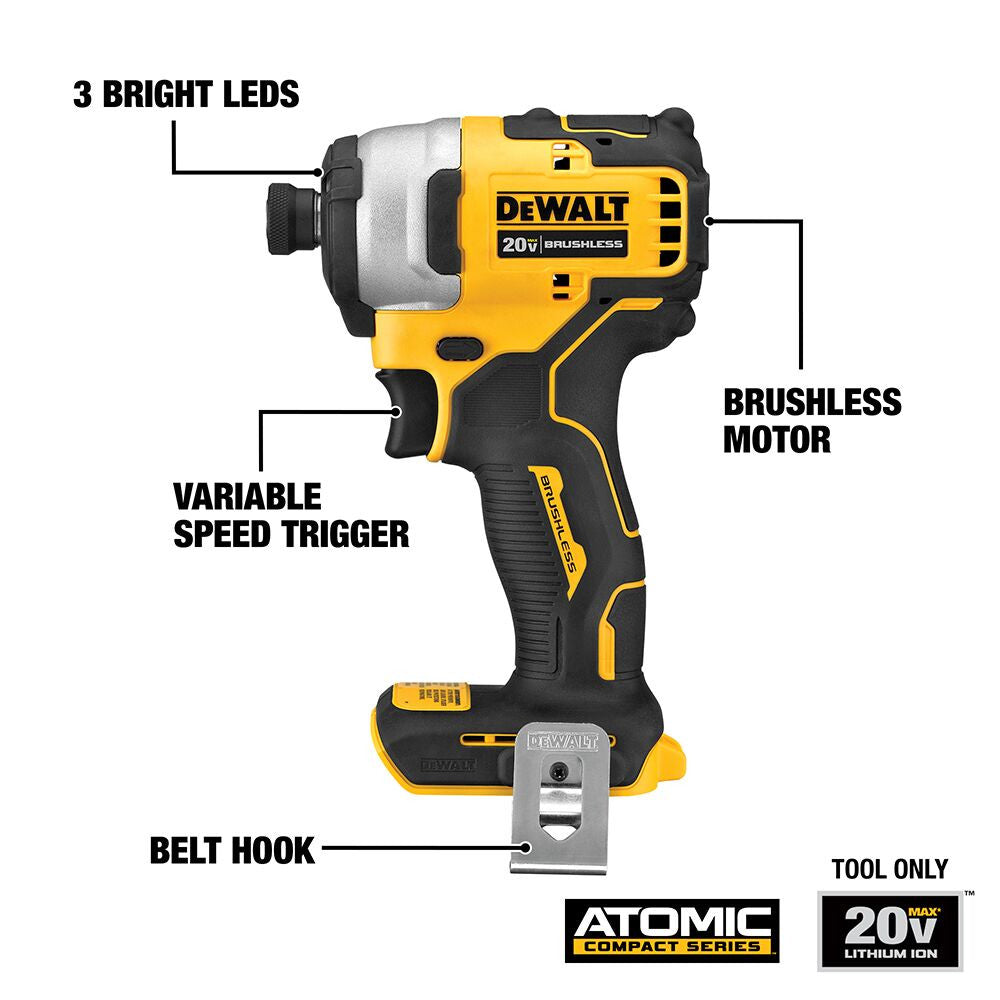 DeWalt 20V Brushless Compact 1/4 inch Impact Driver (Tool Only)
