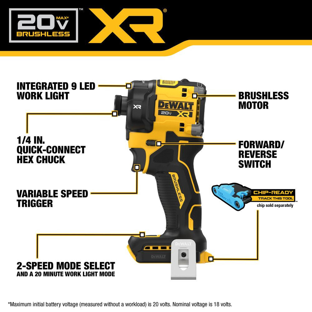 DeWalt DCF870B 20V MAX XR Cordless Brushless 1/4" Quiet Hydraulic Impact Driver (Tool Only)