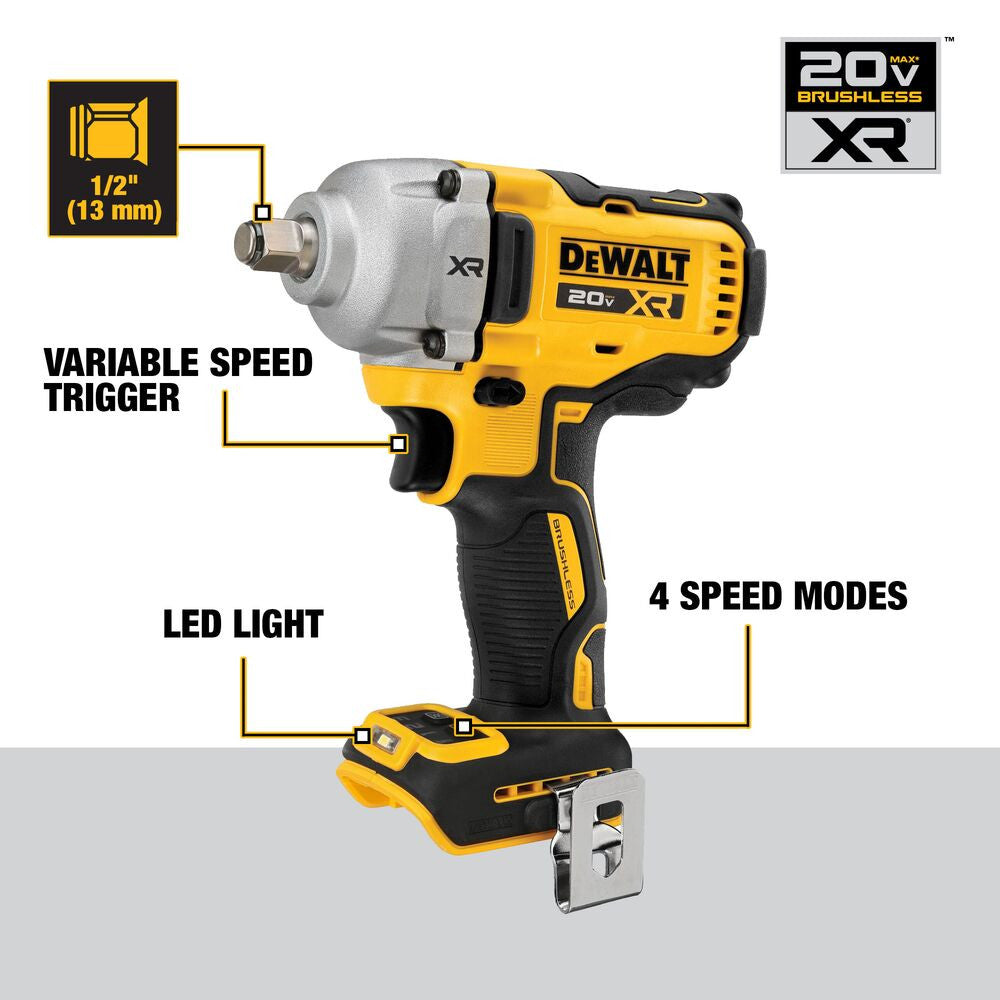 DeWalt DCF891B 20V MAX XR Cordless Mid-Range 1/2 Inch Impact Wrench with Hog Ring (Tool Only)
