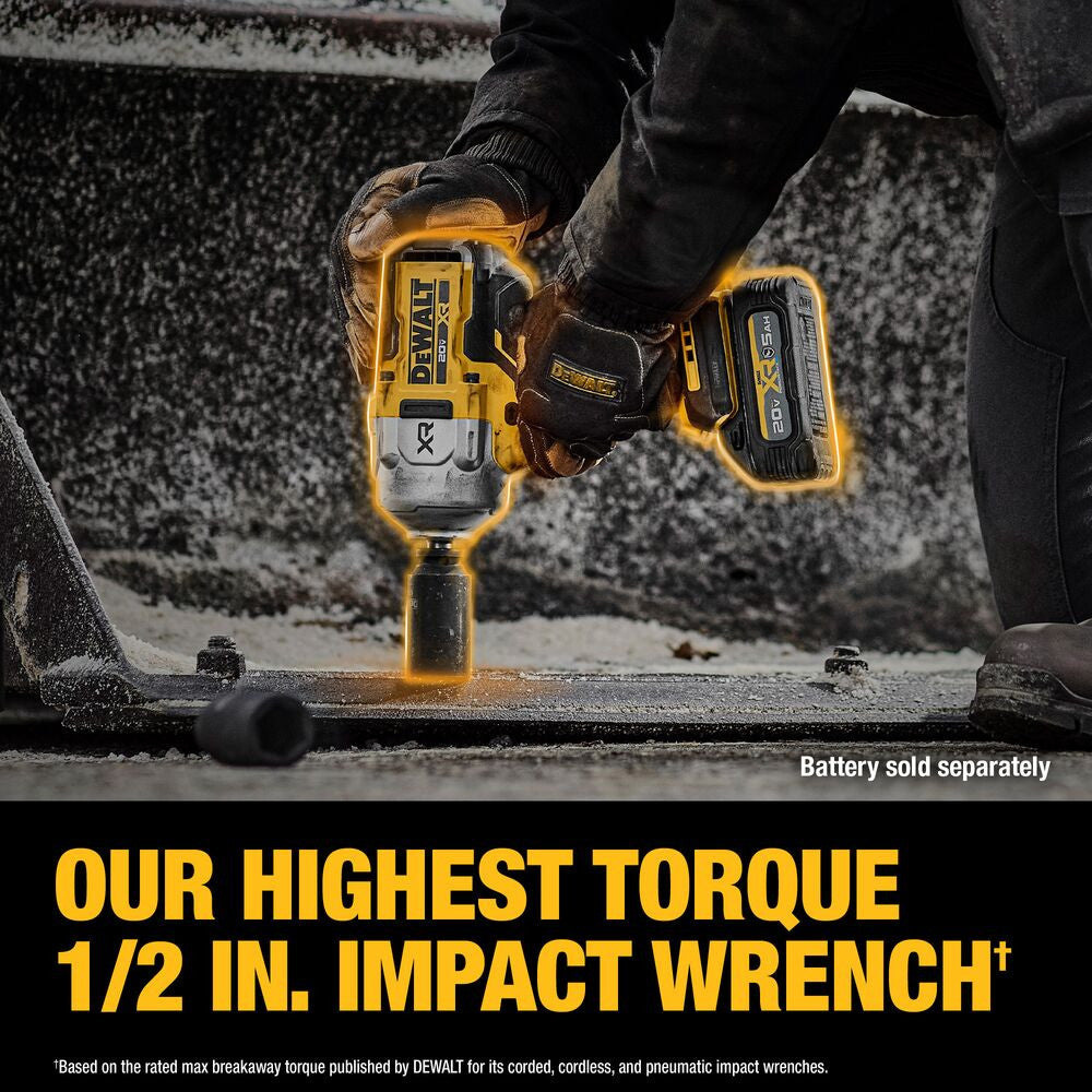 DeWalt DCF961B 20V MAX XR Cordless Brushless High Torque 1/2 Inch Impact Wrench with Hog Ring Anvil (Tool Only)