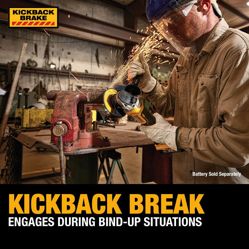 DeWalt DCG413B 20V XR 4-1/2 inch Paddle Switch Angle Grinder with Kickback Brake (Tool Only)