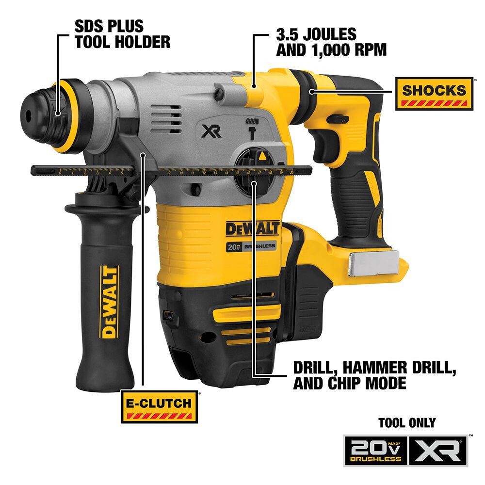 DeWalt DCH293B 20V MAX XR 1-1/8 inch Brushless Cordless SDS-Plus L-Shape Rotary Hammer (Tool Only)