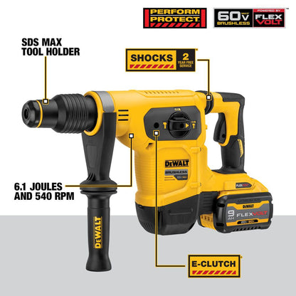 DeWalt DCH481X2 60V MAX 1-9/16 inch Brushless SDS-Max Combination Rotary Hammer Kit