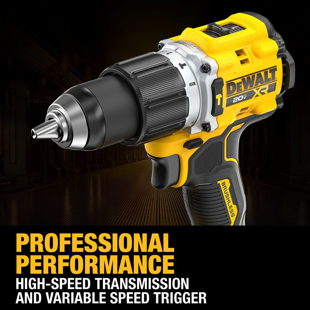 DeWalt DCK250QQ2 20V MAX  XR 2-Tool Cordless Brushless 1/2 inch Hammer Drill/Driver & 1/4 inch 3-Speed Impact Driver Combo Kit