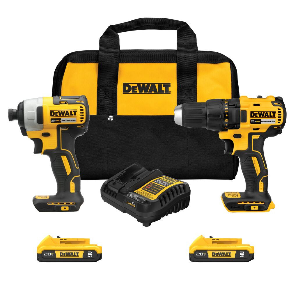 DeWalt DCK277D2 20V MAX 2-Tool Cordless Compact Brushless 1/2 inch Drill/Driver  and 1/4 inch Impact Driver Combo Kit
