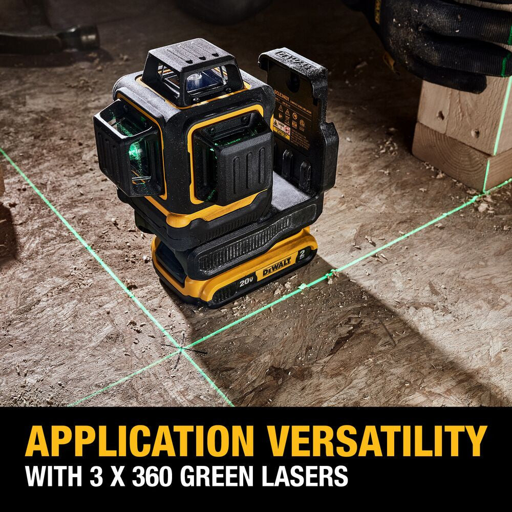 DeWalt DCLE34031D1 20V MAX 3 x 360 degree Green Line Laser Kit