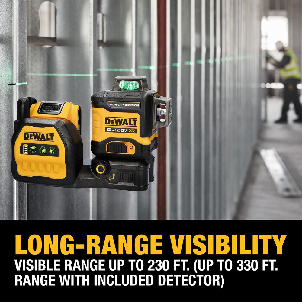 DeWalt DCLE34033D1 20V MAX 3 x 360 Degree High Precision Green Line Laser Kit