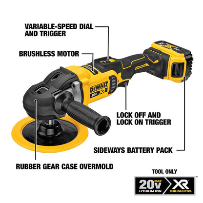 DeWalt DCM849B 20V MAX XR Cordless Variable-Speed 7 inch Rotary Polisher (Tool Only)