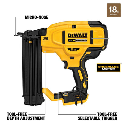 DeWalt DCN680B 20V MAX XR 18 Gauge Cordless Brad Nailer (Tool Only)