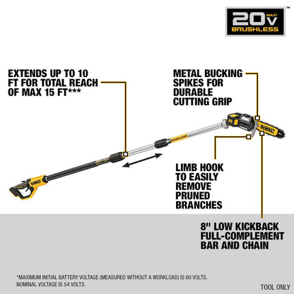 DeWalt DCPS620B 20V MAX XR 8 Inch Cordless Brushless Pole Saw (Tool Only)