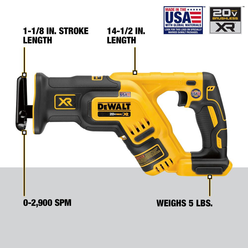DeWalt DCS367B 20V MAX XR Brushless Compact Reciprocating Saw (Tool Only)