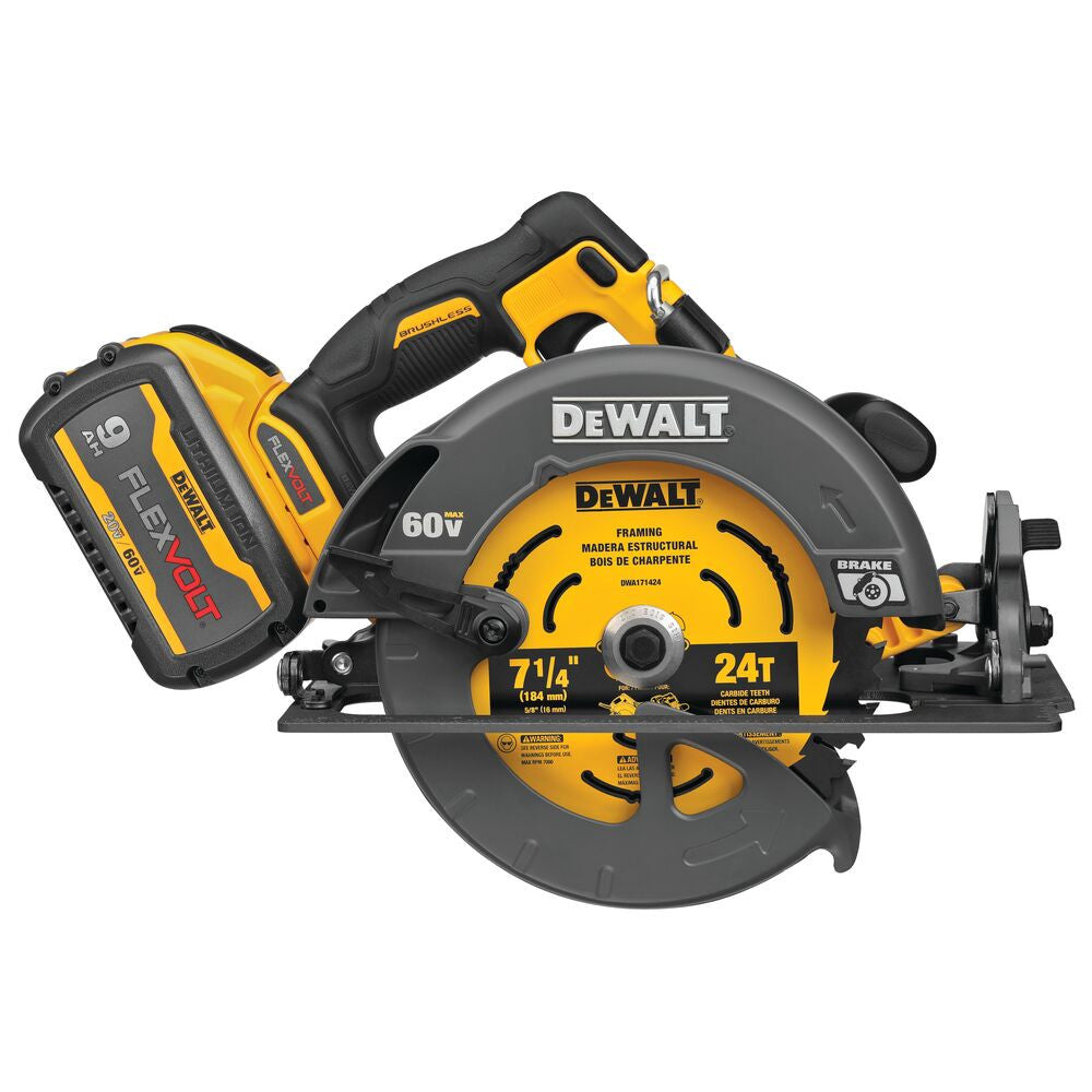 DeWalt DCS578X1 FLEXVOLT 60V MAX Brushless 7-1/4 inch Cordless Circular Saw with Brake Kit