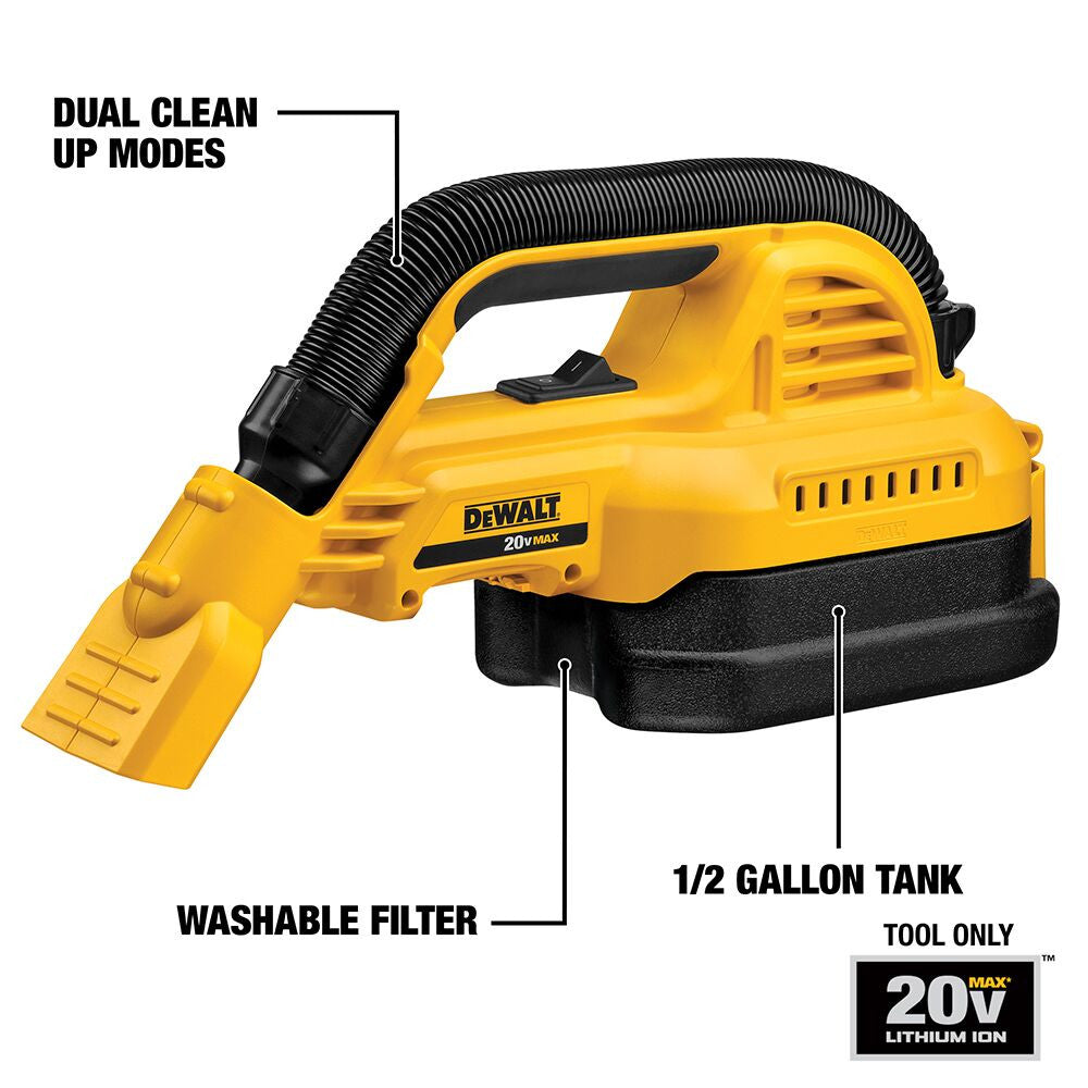 DeWalt DCV517B 20V MAX 1/2 Gallon Wet/Dry Portable Vacuum (Tool Only)