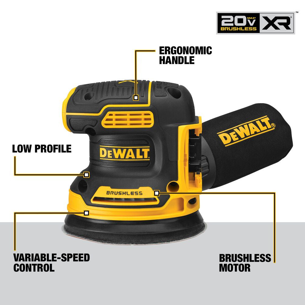 DeWALT DCW210B 20V MAX XR 5 Inch Brushless Cordless Variable-Speed Random Orbital Sander (Tool Only)