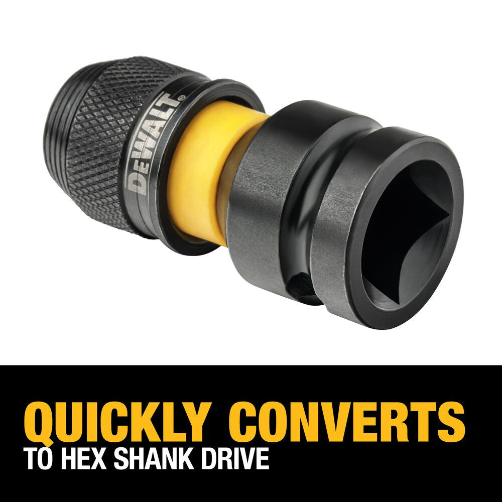 DeWalt DW2298 IMPACT READY 1/2 Inch Square-Drive to 1/4 Inch Hex Shank RAPID LOAD Adaptor