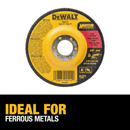 DeWalt DW4514 4-1/2 Inch x 1/4 Inch x 7/8 Inch Type 27 HP Metal Grinding Wheel