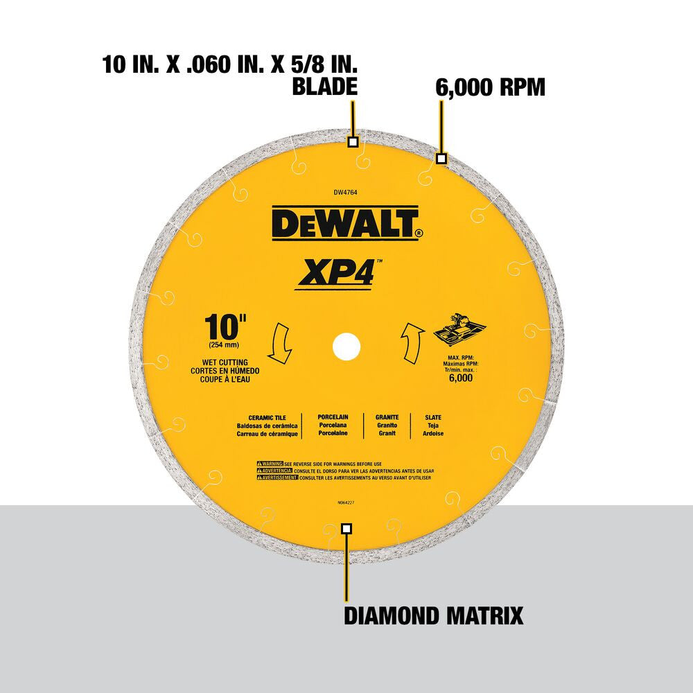 DeWalt DW4764 10 inch XP4 Porcelain Tile Diamond Blade