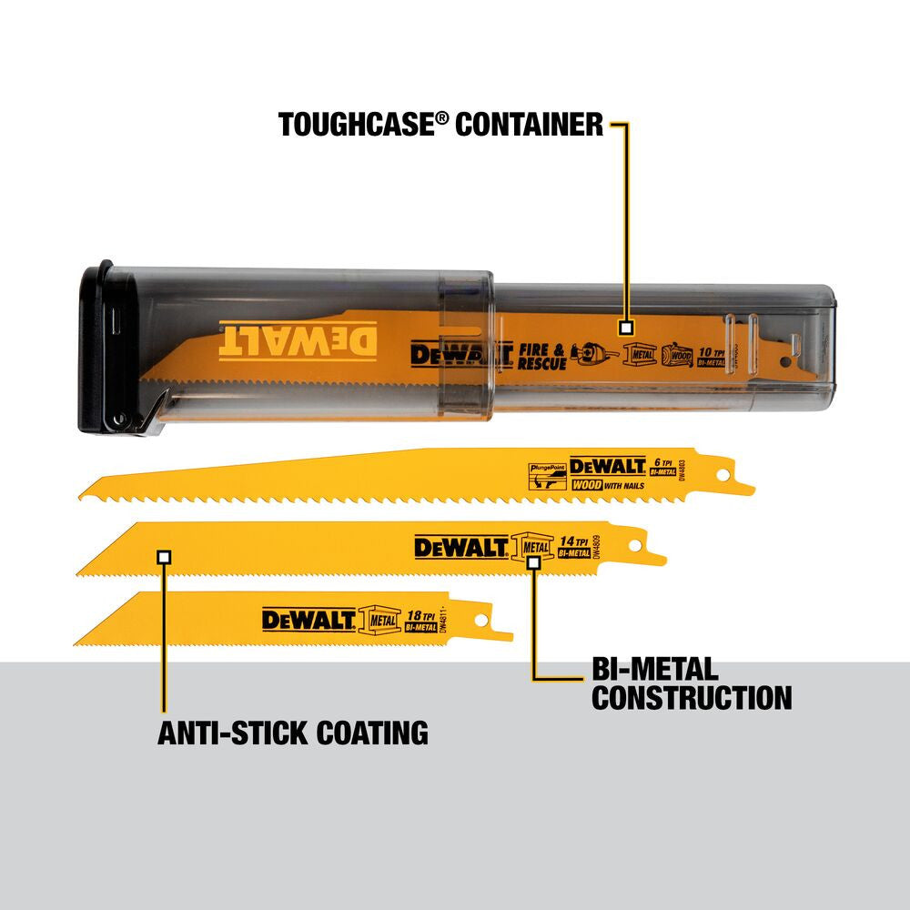 DeWalt DW4899 16pc Bi-Metal Reciprocating Saw Blade Kit