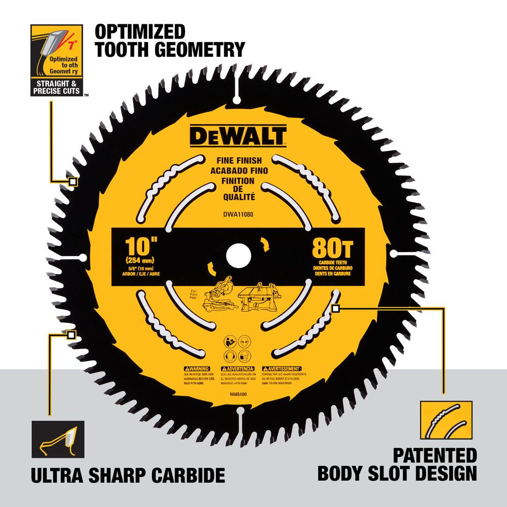 DeWalt DWA11080 10 Inch 80T Segmented Mitre Saw Blade