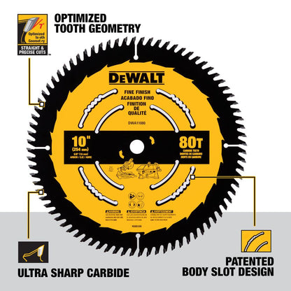 DeWalt DWA11080 10 Inch 80T Segmented Mitre Saw Blade